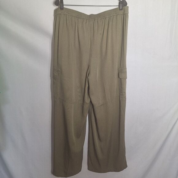DKNY Womens Cargo Pants Olive Wide Leg Pull On Soft Flowy Relaxed Fit Career XL - Picture 4 of 13